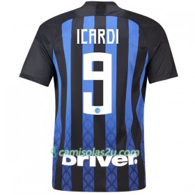 Camisolas de Futebol Inter de Milão Icardi 9 Equipamento Principal 2018/19 Manga Curta